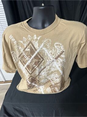 Men's Graphic Crew Neck T-Shirt - Tan-WCKD brand-size large-#625